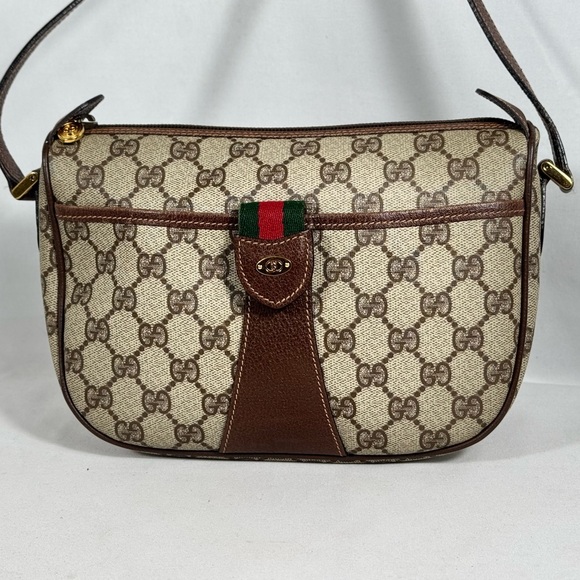 GUCCI GG Supreme Sherry Line Leather and Coated Canvas Crossbody‎ Bag EUC - Picture 1 of 15